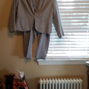 Spring/Summer blue and white pin stripe suit.